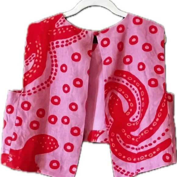 nwt farm rio 'octocool' sleeveless open back crop top - Picture 4 of 8